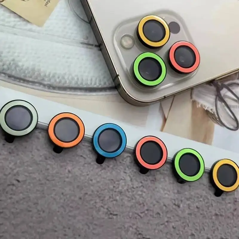 

2-3Pcs For Iphone 14 15 16 Plus 13 12 Mini 11 Pro Max Luminous Camera Protector Ceramic Ring Tempered Glass Back Lens Cover