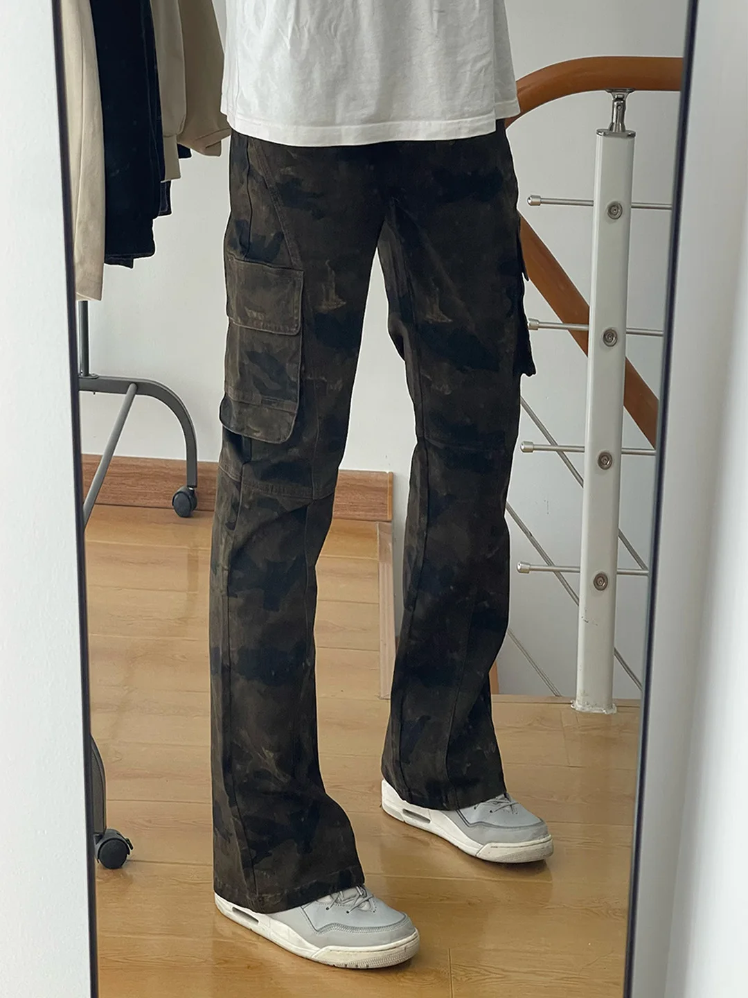 

American Retro Camouflage Work Pants Men's Slim Fit Straight Leg Jeans Multi ket Flared Denim Casual Travel Commute