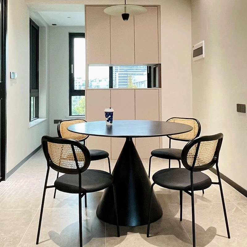 

Обеденные столы с черной каменной плитой, скандинавский дизайн, минимализм, винтажный круглый стол, мебель для гостиной, столовой, Tavoli Pranzo FYDT