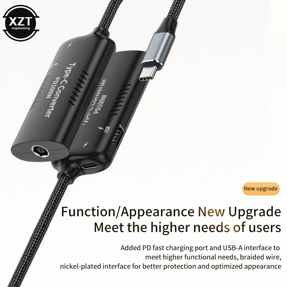 DC Female to Type-c Adapter PD Fast Charge Multi-function Converter Power Adapter DC7909,DC7406, DC5521/5525, Square Port Input