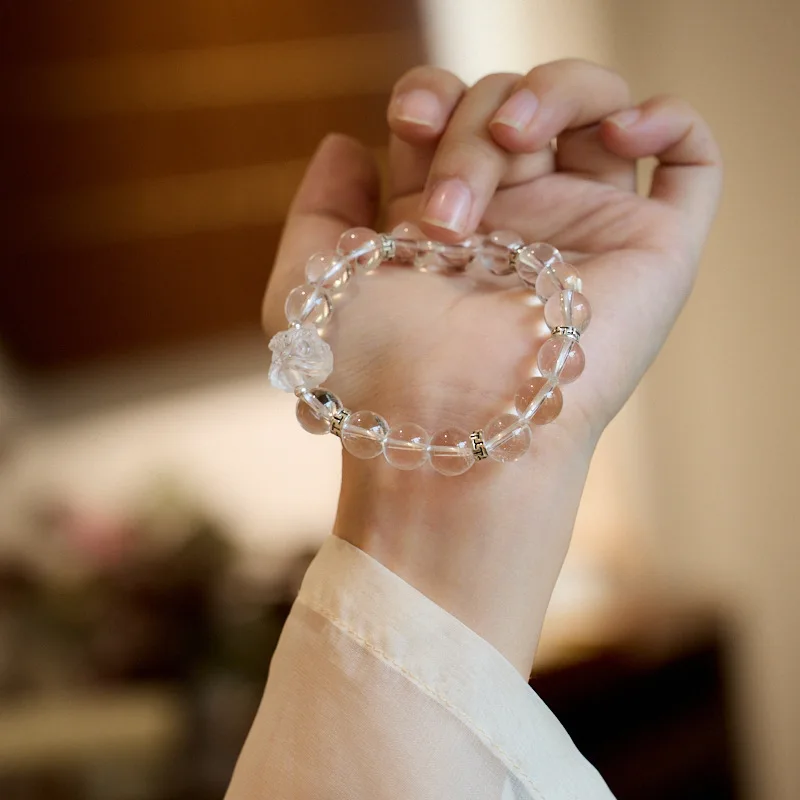 

Белый женский браслет 10 мм, танец льва, национальный тренд, высококачественный хрустальный браслет, подарок лучшему другу