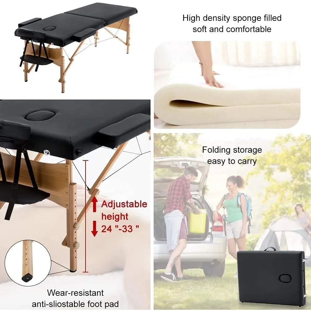 BestMassage Massage Portable Lash Extension Table 2 Folding 84 Inches Long Height Adjustable Salon Spa Bed with Carry Case