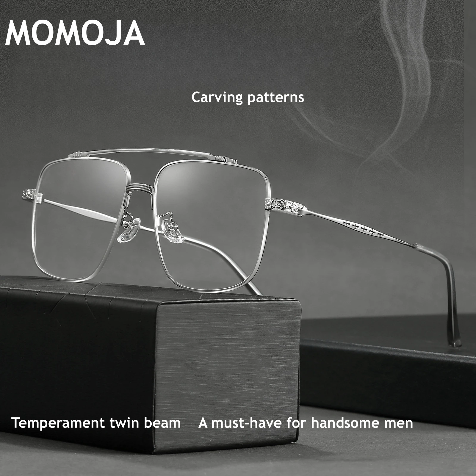 MOMOJ AVintage Fashion Alloy Temperament Double Beam Eyeglass Frame Optical Prescription Frame Men's Glasses Frame 08037