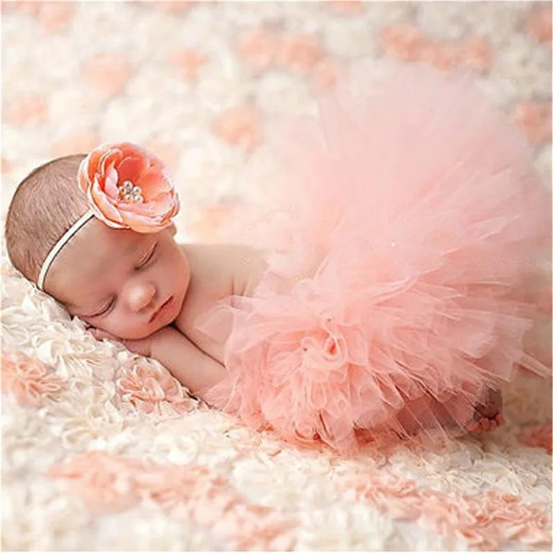 Fluffy Sunflower Tutu Set Baby Yellow Tutu Skirt with Headband Cake Smash Outfit Newborn Photo Props Infant Princess clothes