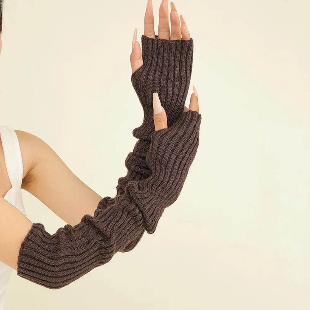 Durable Knitted Fingerless Gloves Soft Lolita Style Winter Arm Warmer Long Gothic Mittens