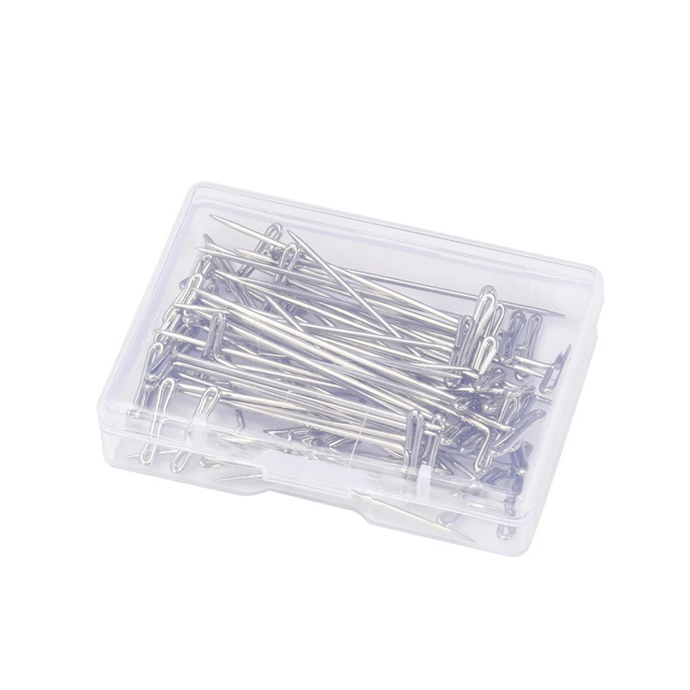 100 Stuks T-PINS Voor Holding Pruiken 38Mm/51Mm Zilveren Lange T-Pins Naaien Haar Naalden Styling tool Op Schuimkraag