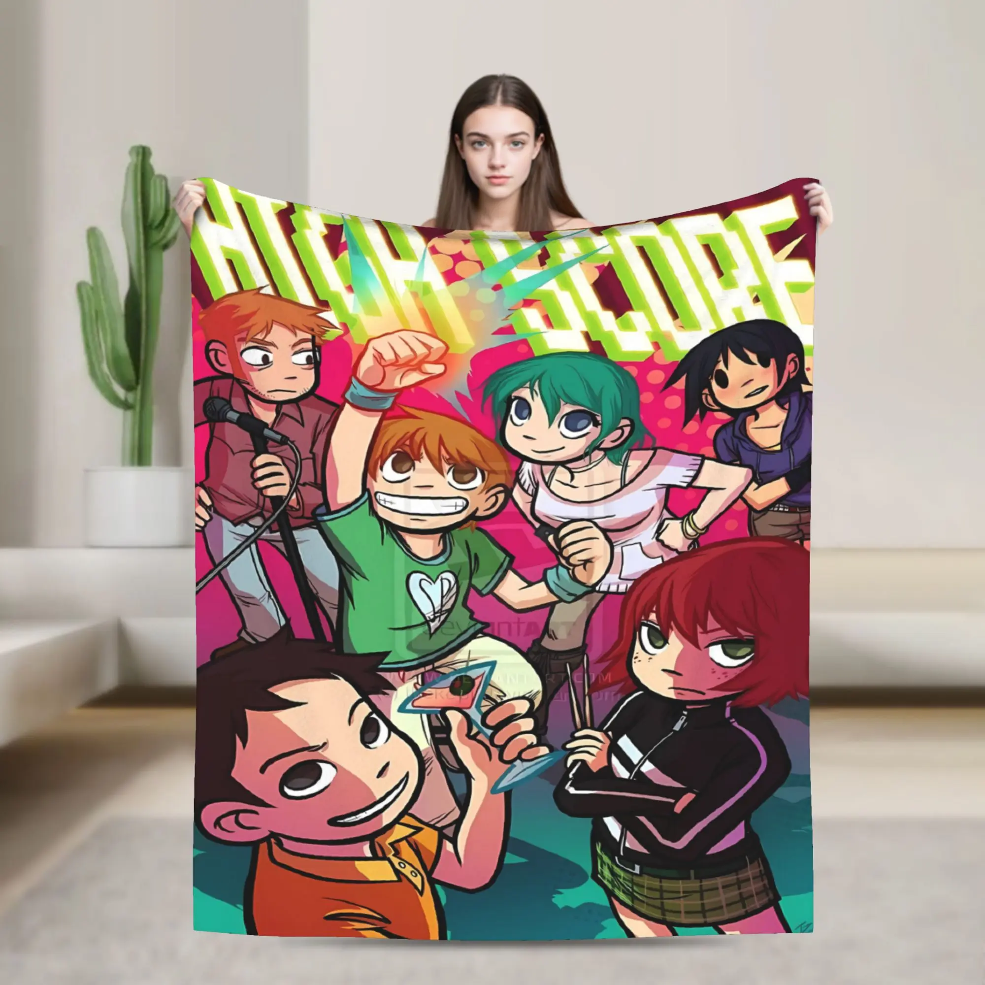 Scott Pilgrim Comic Plush Blankets Girls Boys  Flannel Bedding Throws For Outdoor Super Warm Quality Bedspread Birthday Gift