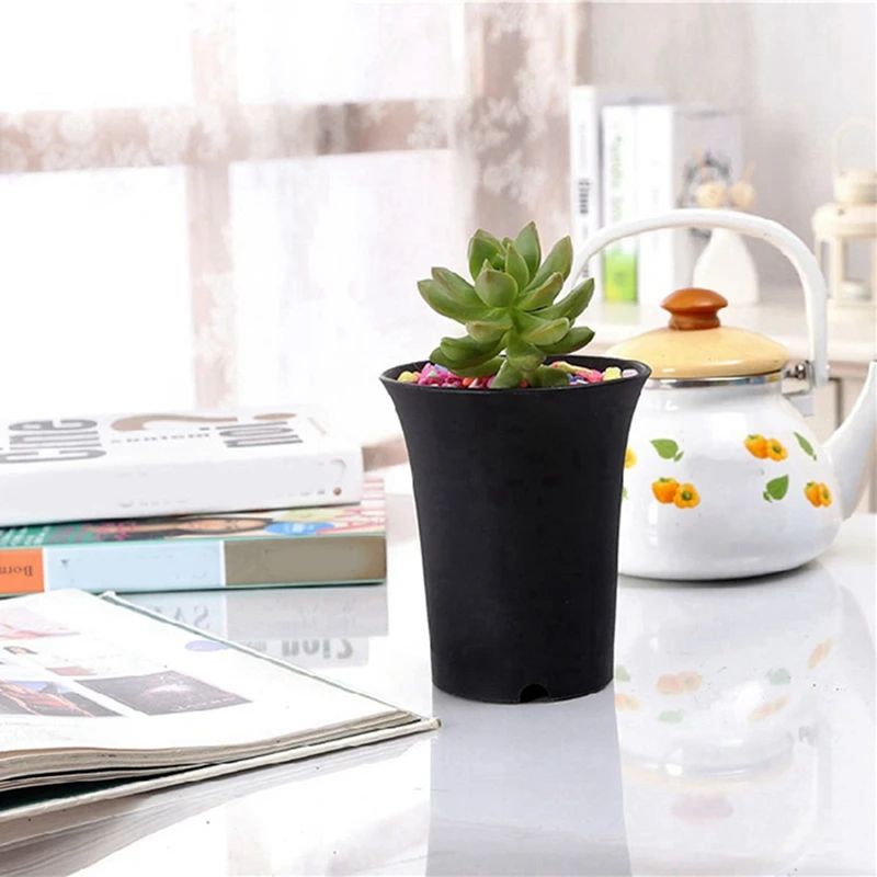 20Pcs Black Round Flower Pots High Waist Deep Pots Are Perfect For Indoor And Outdoor Plants, Seeds, Vegetables