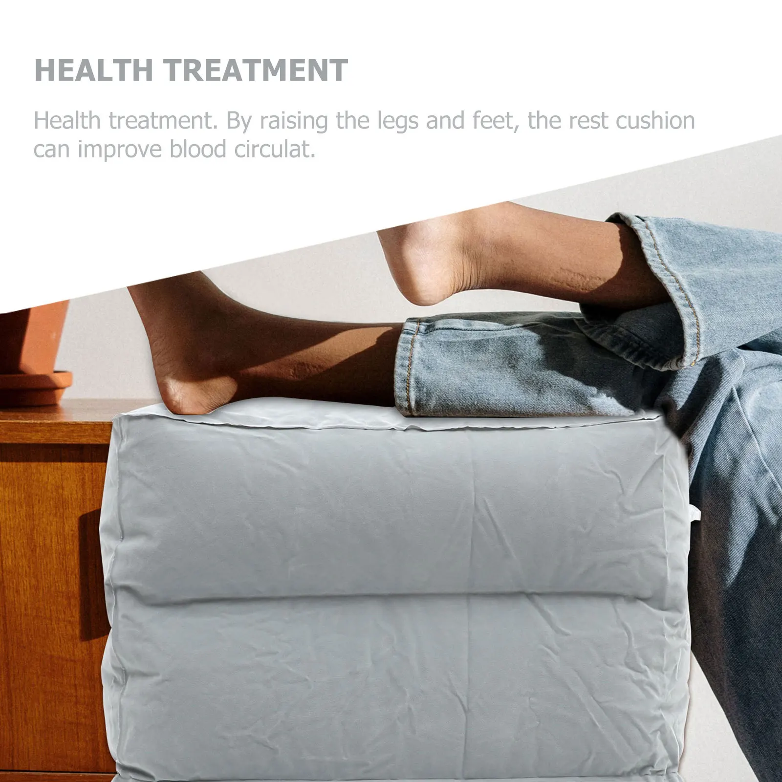 Inflatable Foot Rest Pillow Three Adjustable Height Travel Leg Support Cushion Foot Stool for Flight Train Grey