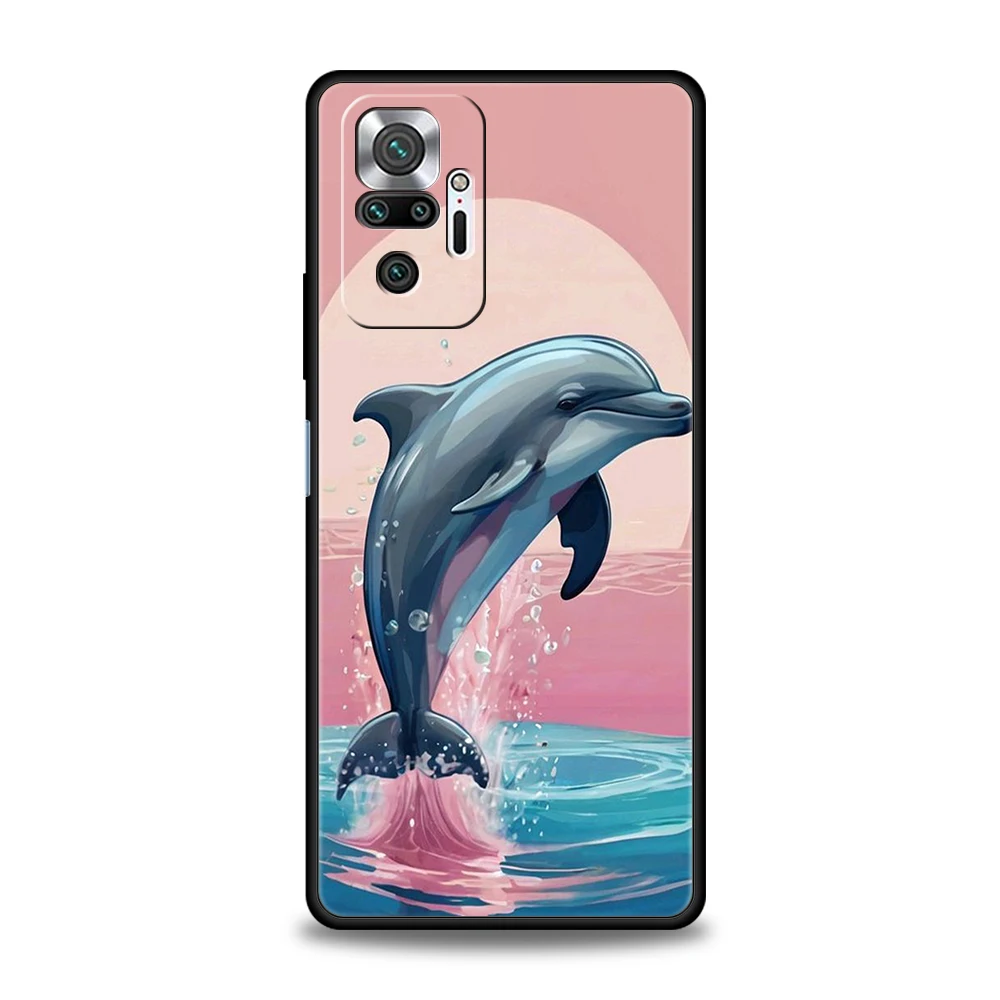 Ocean Animal Dolphin Phone Case Cover for Redmi 14C 10C Note 14 13 12 10 11 Pro Plus 7 8T K40 K50 Gaming Pro Plus 5G Soft Shell