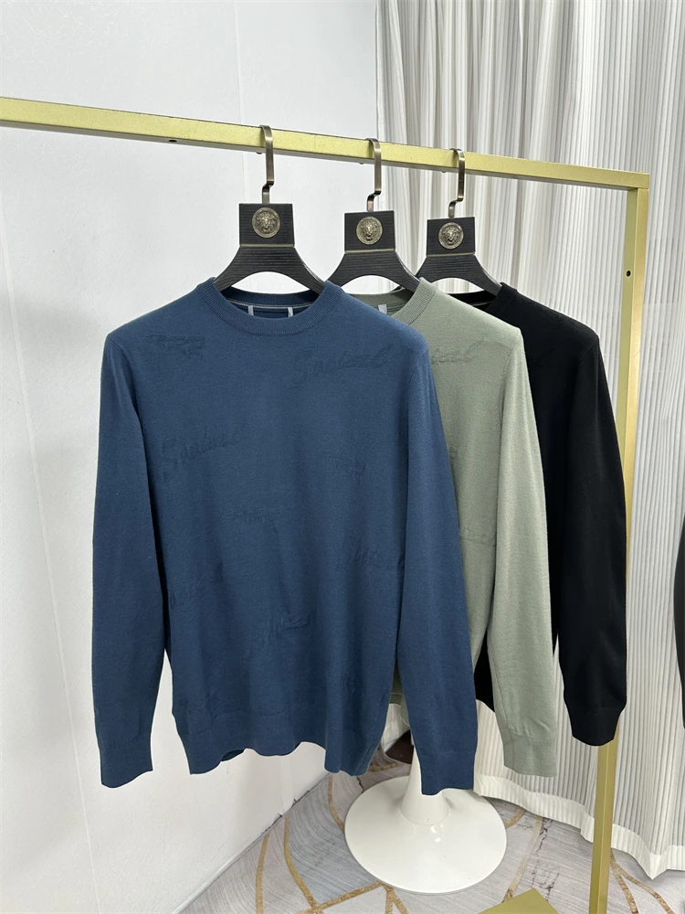 

Men's Faionable Knitted Sweater round Ne Pullover Breathable Underwear Autumn Winter Thermal k Pattern Embroidery Skin...