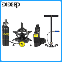 DIDEEP 1Liter Mini Scuba Diving Tank Set, Up to 15-20Mins Underwater Diving Cylinder with HD Full Face Mask, Portable Lung Gear