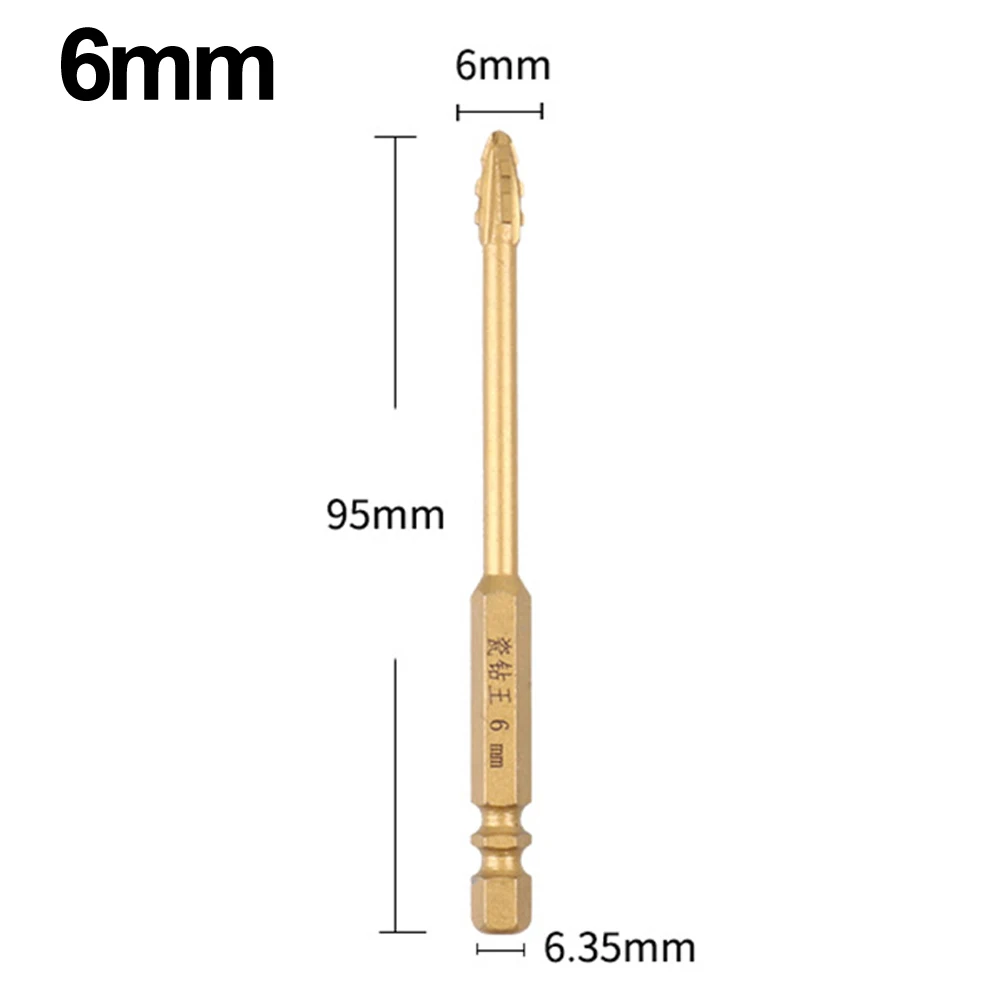 Glass Drill Bit Four-Blade Drill Bit Heat Dissipation Keen-edged Multiple Sizes Sawtooth-shaped Design Wear-resistant