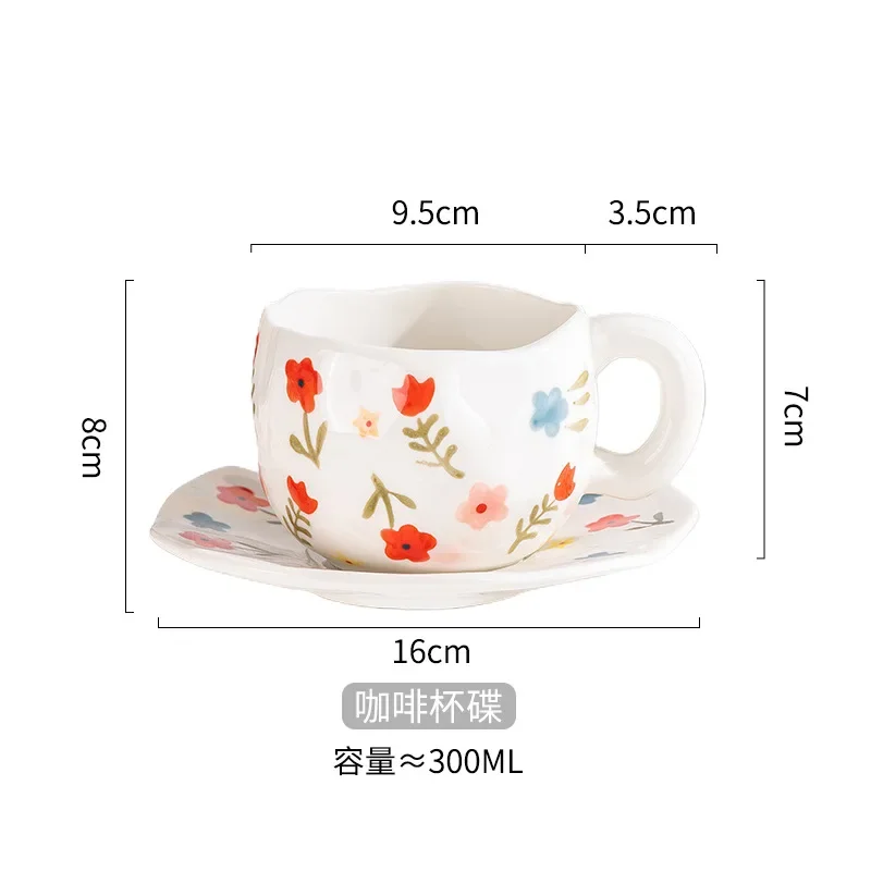 

Hand Pinched Irregular Flower Ceramic Mugs, Milk Tea Cup, Ins Korean Style, Oatmeal Breakfast Mug, Kitchen Drinkware