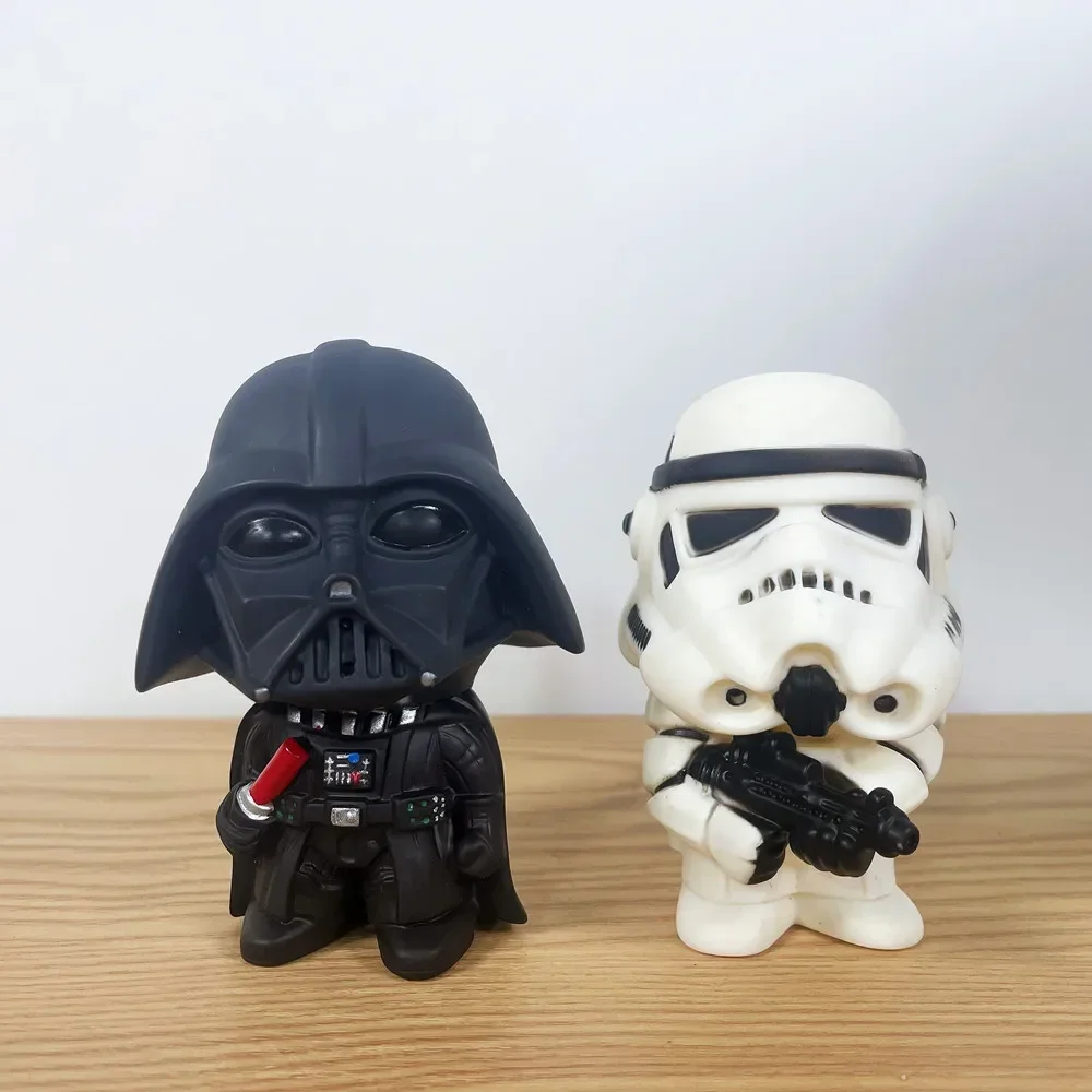 10cm Wars Anime Storm Trooper Batth Vader Action Figure Toys Doll Car Ornament Black White Soldier Model For Children kids Gift