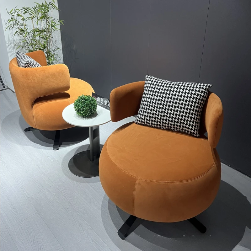 Leather single sofa chair living room study leisure chair comfortable lazy sofa rotating chair