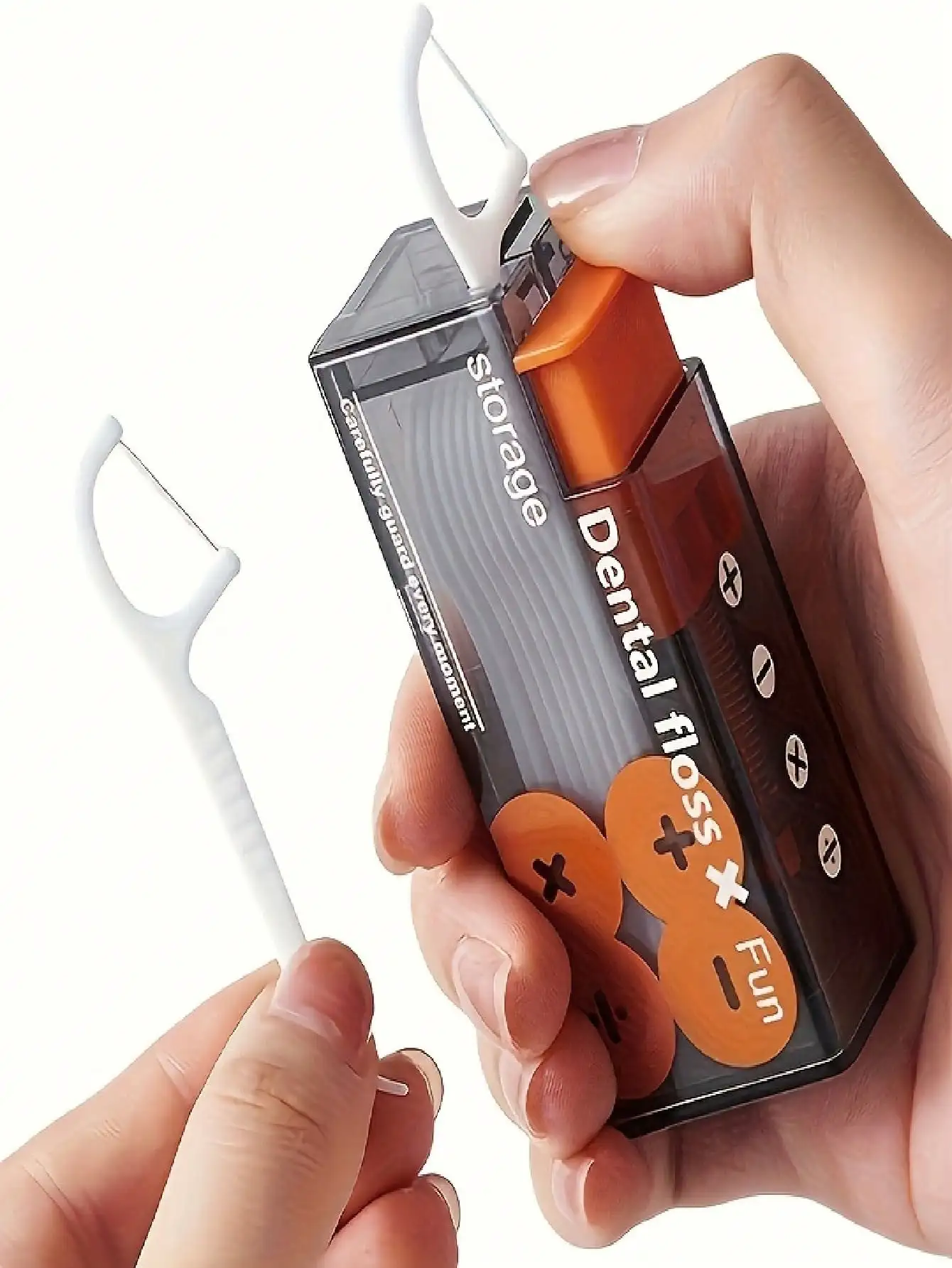 

1 Set(1 Floss Case+10 Floss Picks), Automatic Match-Style Pop-Up, Mini Transparent Portable Box, for Home/Office/Travel