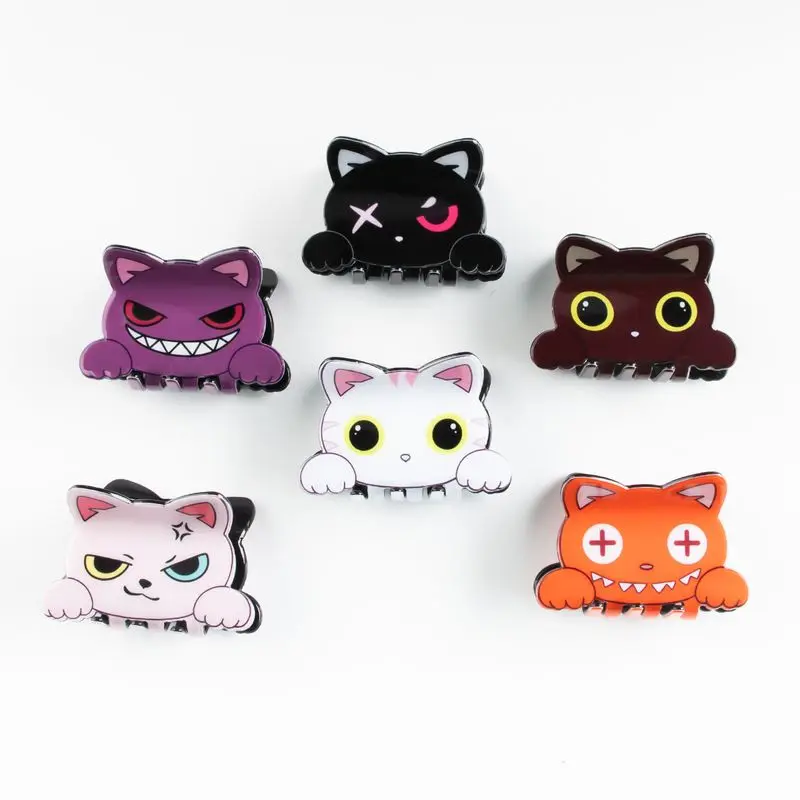 1pc Leuke expressie haarclip, nieuwe hoofdband aan de achterkant van het hoofd, haarclip van 6 cm, schattige kattenkrabclip