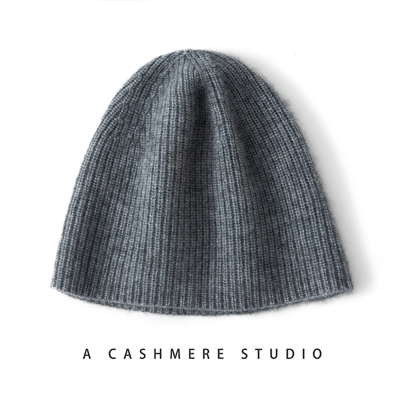 LHZSYY Unisex 100% Cashmere Warm Soft Hip Hop Knitted Hat Solid Color Winter Cap Women's Skull Beanie Girl's Wholesale Hat