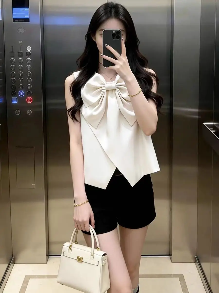 

Retro ort Svel round Ne Knot Decoration Vest Slimming oulder Padl Outerwear Casual Sle Cotton Blend