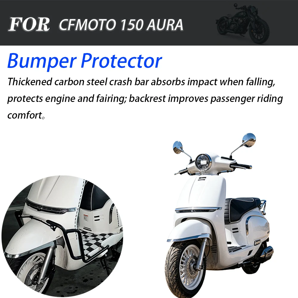 For CFMOTO 150 AURA Scooter Anti‑tip‑over Full Surround Bumper Crash Guard Bar Exhaust Protection Bar Aftermarket Mod Parts