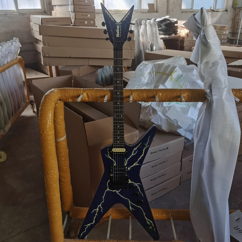 

OEM electric guitar WASHBURN DIME, Floyd Rose tremolo, lightning inlay, blue front face, in stock