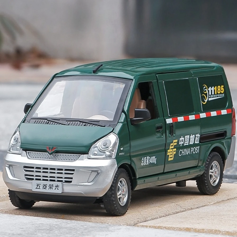 

Масштаб 1:24 WULING RONGGUANG, модель фургона, игрушечный автомобиль, звуковой свет, двери, открытые модели транспортных средств, модели орнаментов для мальчиков, игрушки