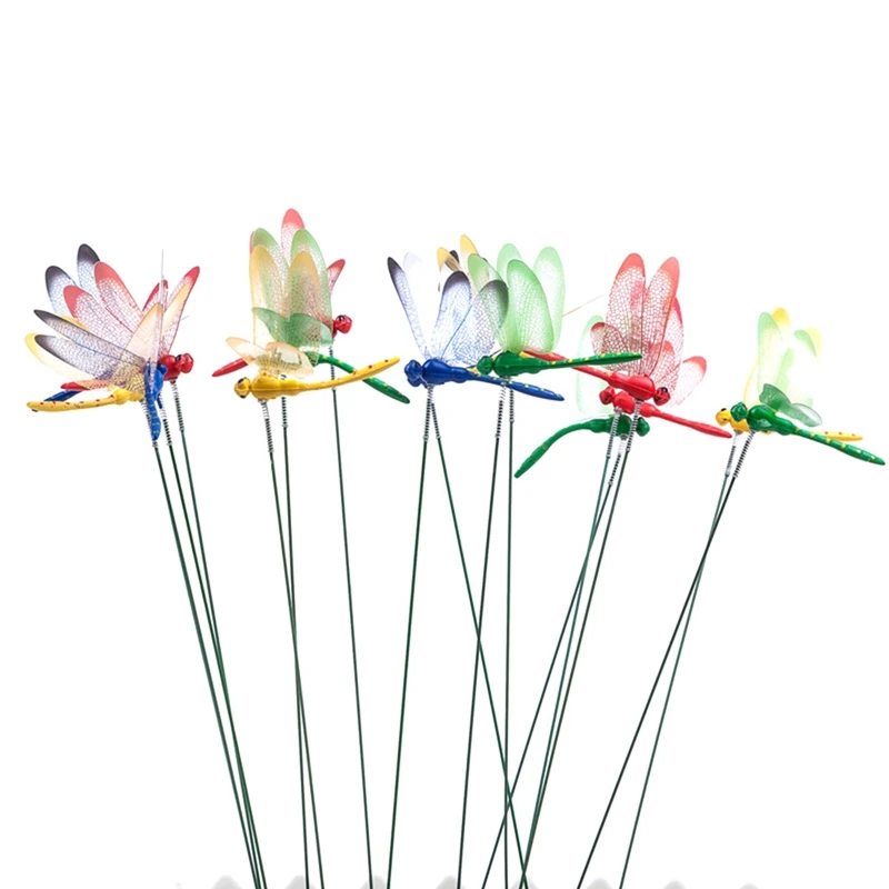 

24Pcs 3D Dragonfly Garden Decor Dragon Fly Garden Stakes Dragonflies Garden Ornaments Patio Decoration