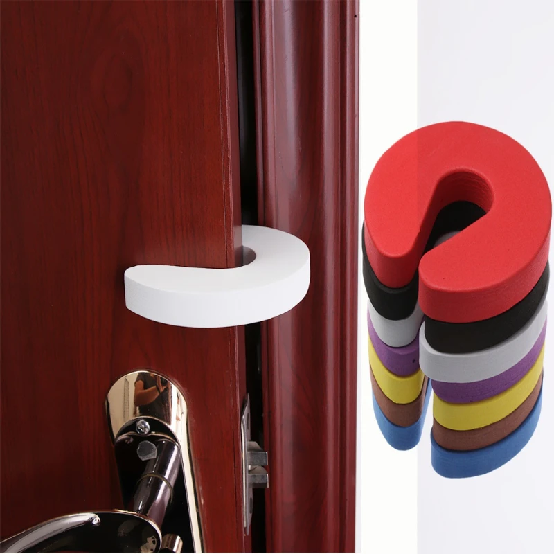 5Pcs Safety Locks For Children Protection EVA C Shape Security Cabinet Door Clip Kids Finger Safe Soft Foam Stopper