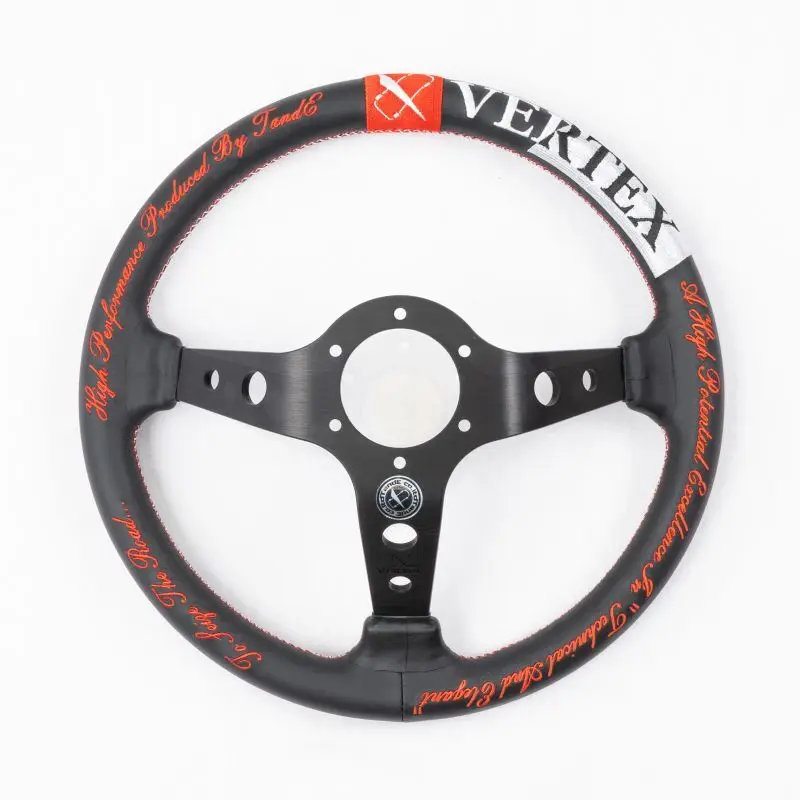 

JDM 330mm bracket 5mm thick steering wheel microfiber leather embroidery craft VERTEX STEERING　Seize The Road