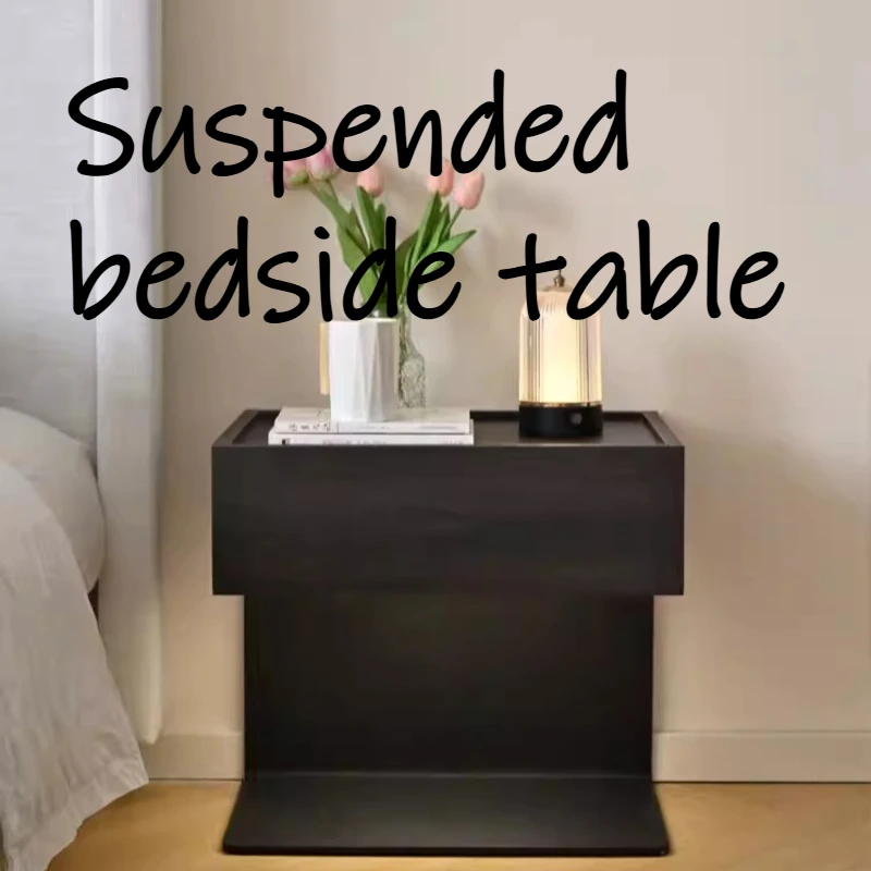 

Solid Wood Suspension Bedside Table Minimalist Locker Nightstands With Drawers Luxury Modern Hotel Room Bedroom Furniture Home