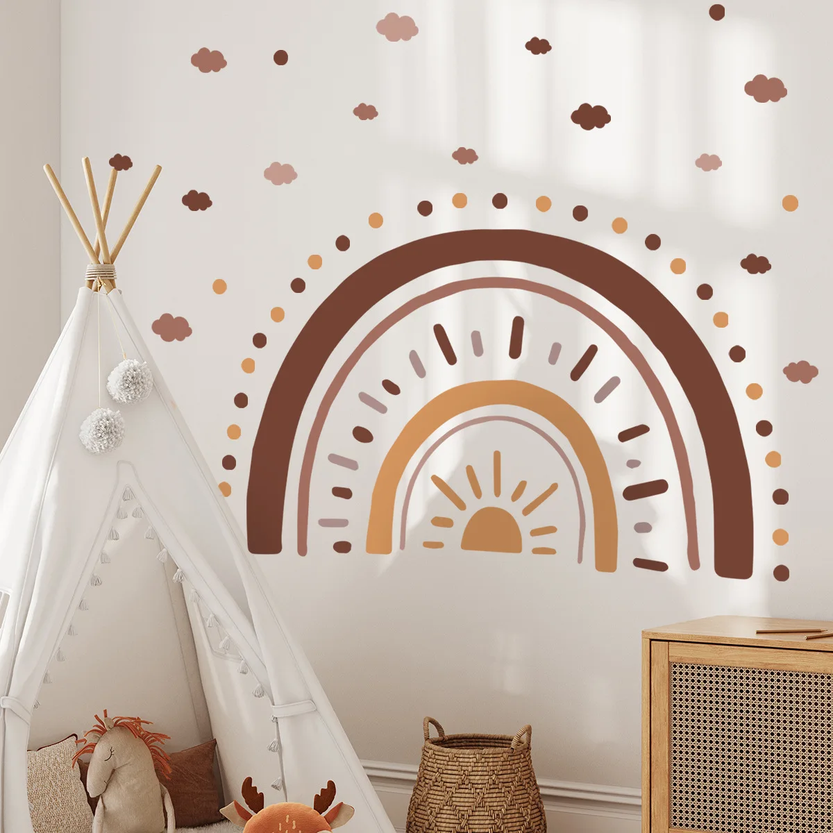 

Bohemian Wall Decals - Minimalist Rainbow & Sun Stickers for Bedroom & Living Room Decor​​