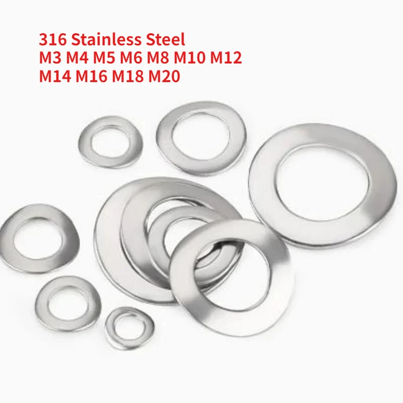 10-200pcs M3 M4 M5 M6 M8 M10 M12 M14 M16 M18 M20 316 Stainless Steel Curved Wave Washers Elastic Spring Washer GB955 Wave-shaped