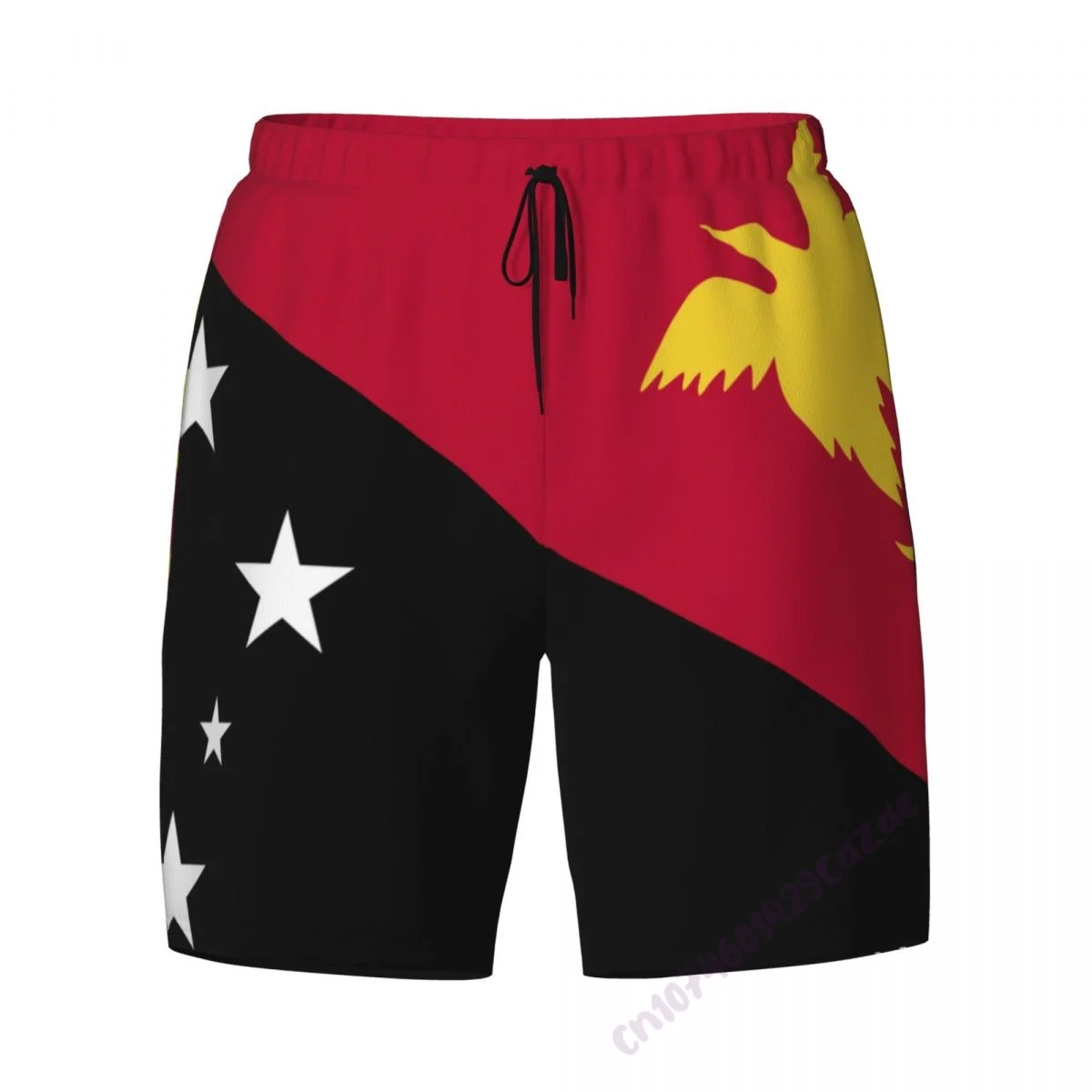 Papua New Guinea Flag 3D Mens Swimming Trunks With Compression Liner 2 in 1 Quick-Dry Summer Swim Shorts With Pockets