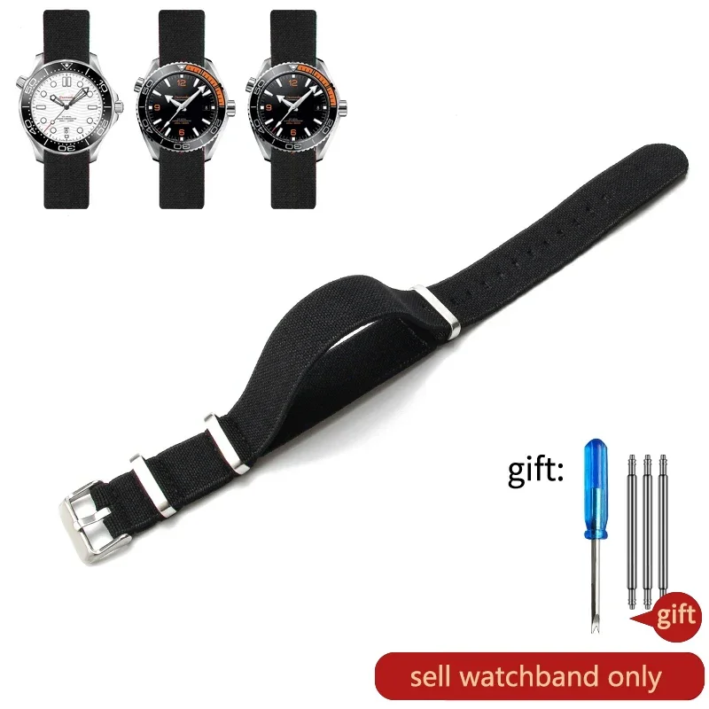 60er Jahre Französisches Armee-Uhrenarmband für Nylon-Uhrenarmband für Rolex Seiko Tudor Rolex Schwarz Grün Water Ghost Omega Gewebtes Uhrenarmband