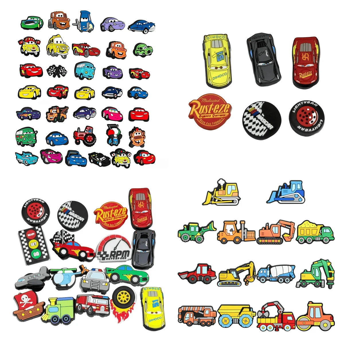 6/14/17/36/100 Stück Masuca Autos LKW PVC Kinder Schuh-Charms Schuh-Clog-Dekoration Sandalen-Schnalle Passend für Handyhülle Partygeschenk