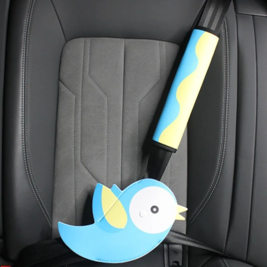 

​Cute Car Seat Belt Cover Adjuster with Comfort Padding - Anti-Slip PU Safety Retainer for Adults/Kids (Adjustable)​