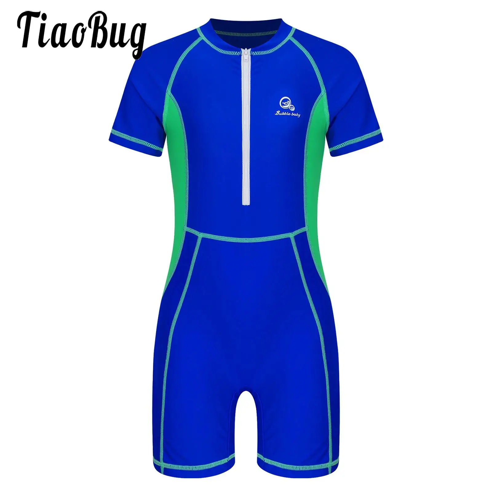 

Kids Girls Boys One Piece Beach Rash Guard Bathing Suit Water Sport Swimsuit Short Sleeve Front Zipper Swimwear Jumpsuit 5Y-12Y