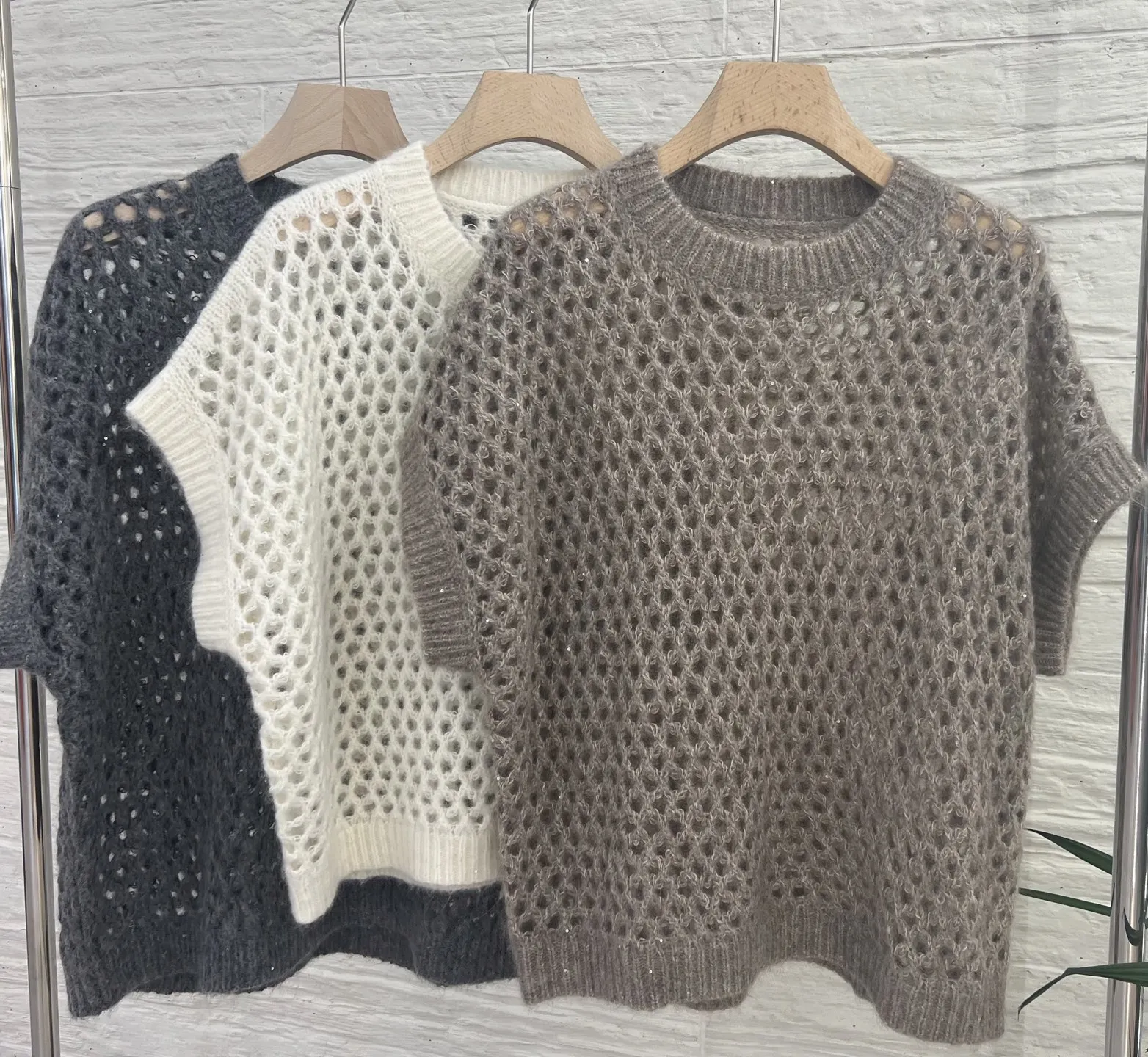 Dames vroege herfst nieuw hoogwaardig hol gebreid vest Modieus en veelzijdig casual