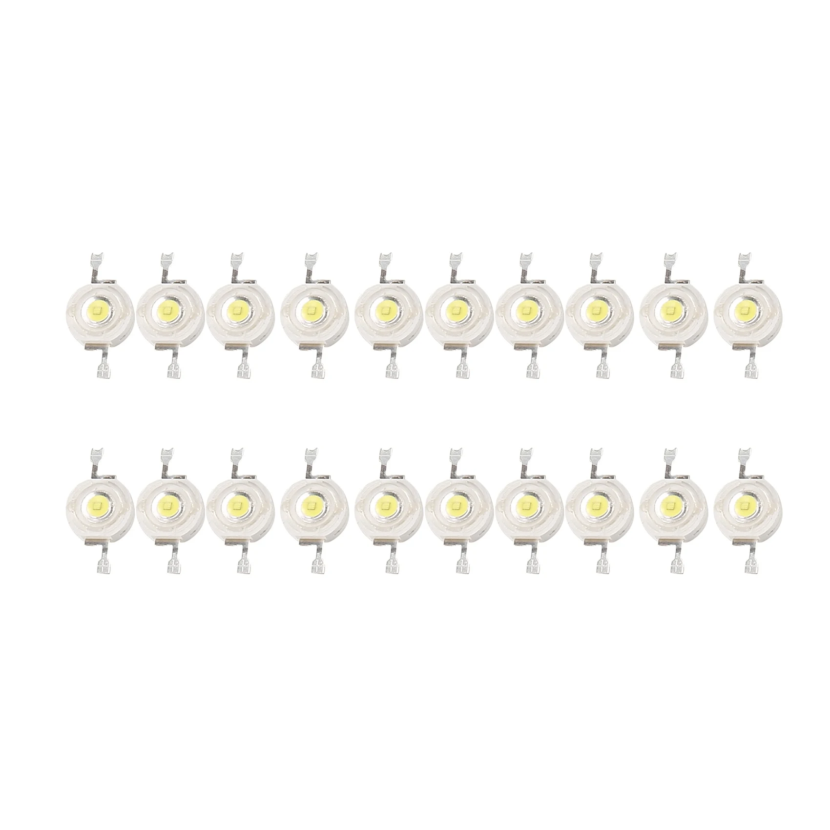 20 Pcs High Power 2 Pin 3W White LED Bead Emitters 170-190Lm 6000K