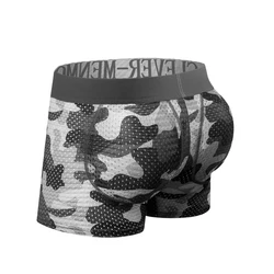 CLEVER-MENMODE Enlarge Butt Push Up Pad Padded Underwear Mesh Boxer Buttocks Lifter Sexy Panties Men Boxershorts Penis Pouch Und