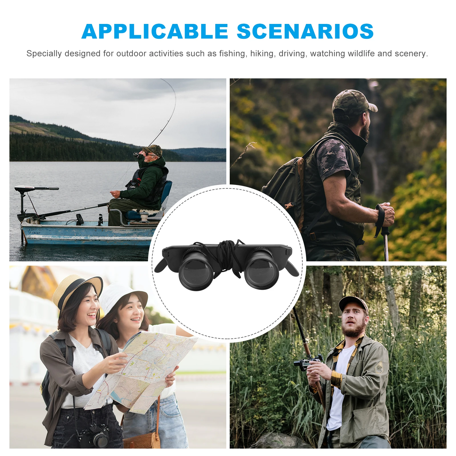 

1pc for Adults HD Magnifier Travel Compact Glasses Outdoor Lightweight Portable with Rope Fishing Sightseeing Use