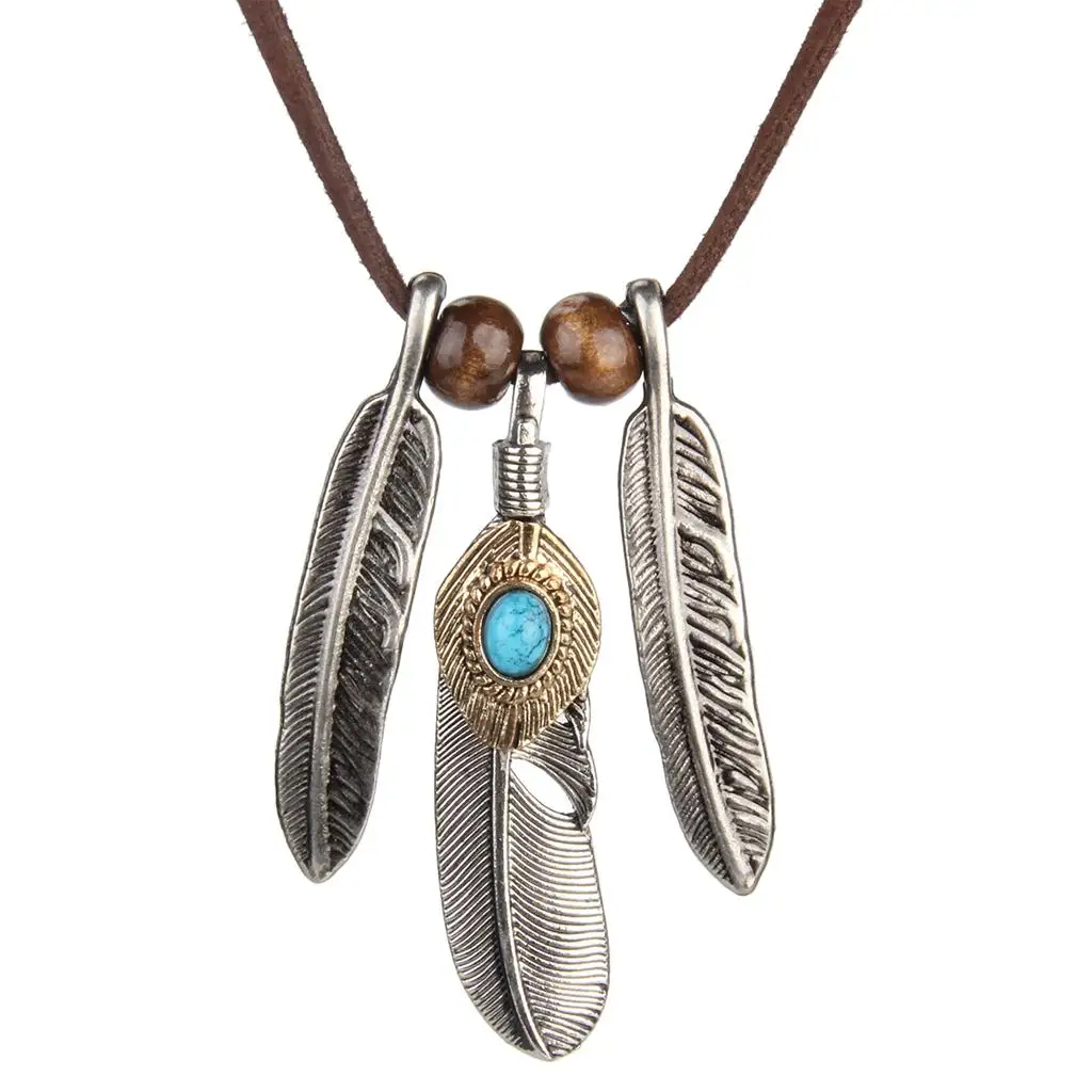 Blesiya Angel Feathers Charms Tribal Boho Pendant Chain Rope