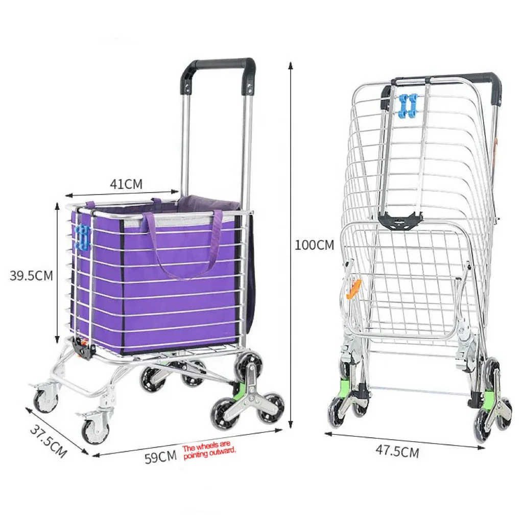 

Складная тележка для покупок с колесами, поворотными на 360 градусов, для продуктов, багажа, белья