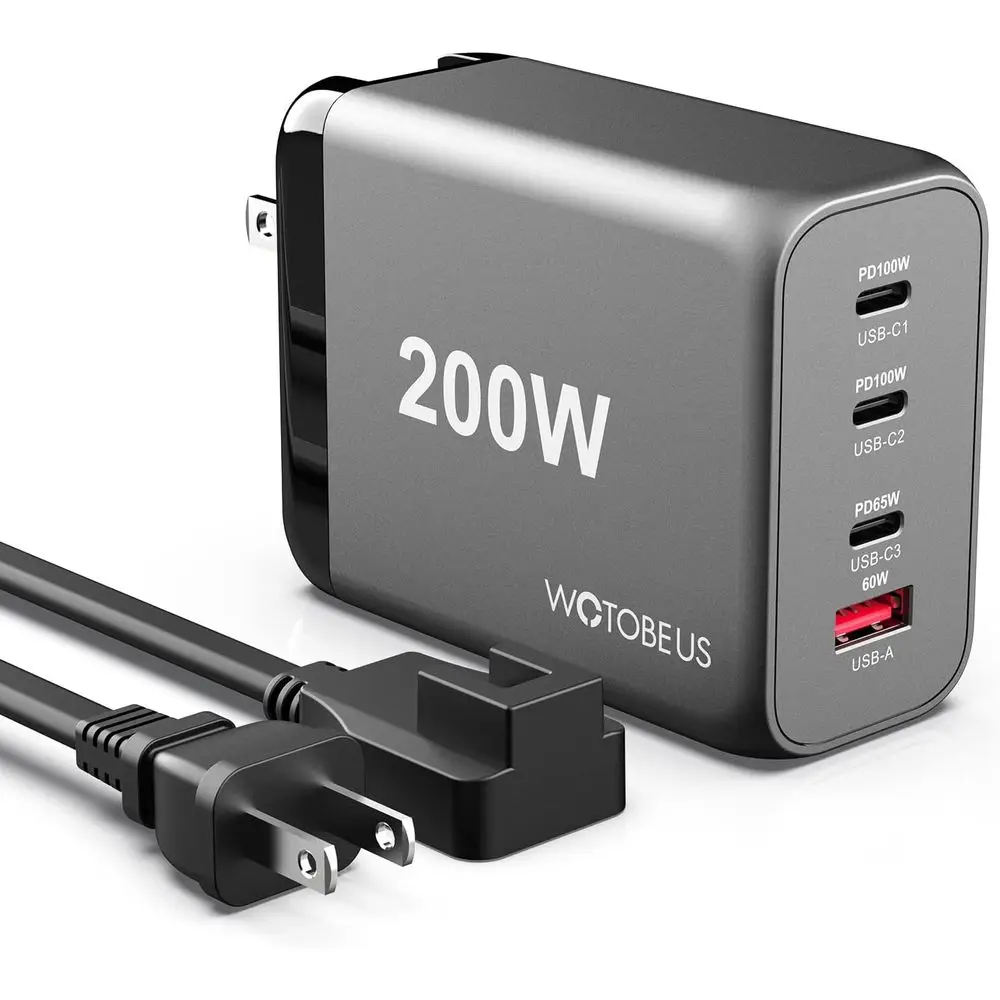 

Многопортовое зарядное устройство USB-C GaN мощностью 200 Вт с поддержкой PD100W и PPS45W для ноутбуков, iPad и смартфонов