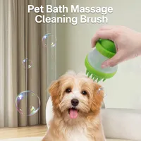 Dog Brush Soap Dispenser Shampoo Tank Dog and Cat Massage Bath Brush Pet Cleaning Device Bath Comb Hand Pressing Massager