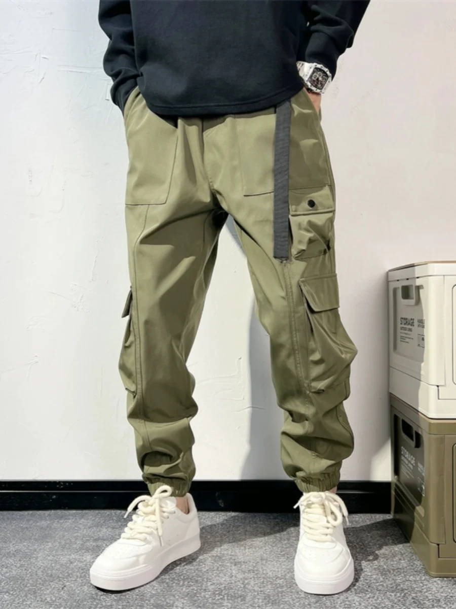 

American Sle Men's Outdoor Functional Work Pants Spring Autumn Casual Loose Fit Trousers with kets Iron Free Youthful