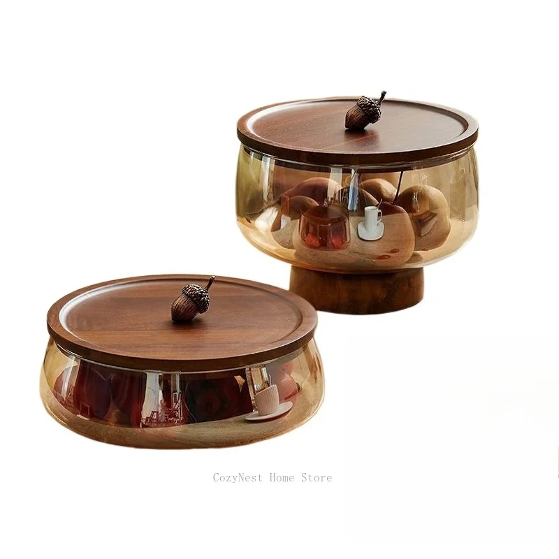 Chic High Footed Glass Fruit Plate for Living Room Coffee Table Home Use to Arrange Dried Fruits Candies Snacks and Delicious