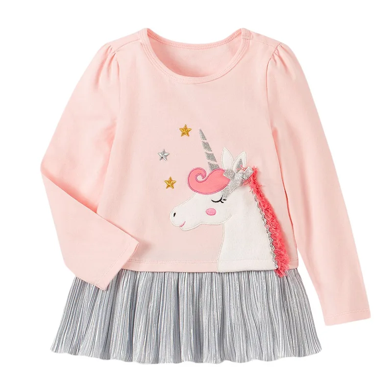 Little maven Girls Long Sleeve Dress Animal Unicorn Appliques Girls Party Dresses for Kids Clothes Autumn New Children's Dresses