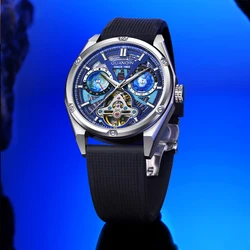 GUANQIN 2024 New Men's Watches Luxury Starry sky Dial Automatic Watch Men Tourbillon Mechanical Wrist watch Men Waterproof Clock